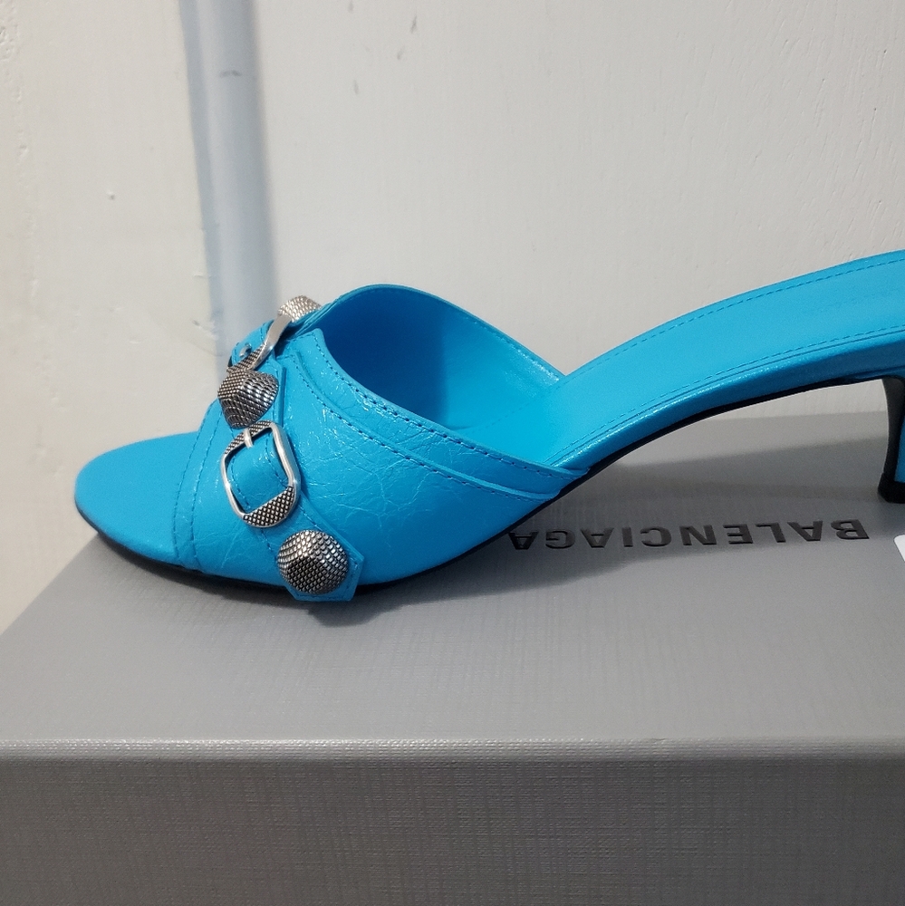Balenciaga Women's Cagole Buckle Stud Slide Sandals - Picture 2 of 5